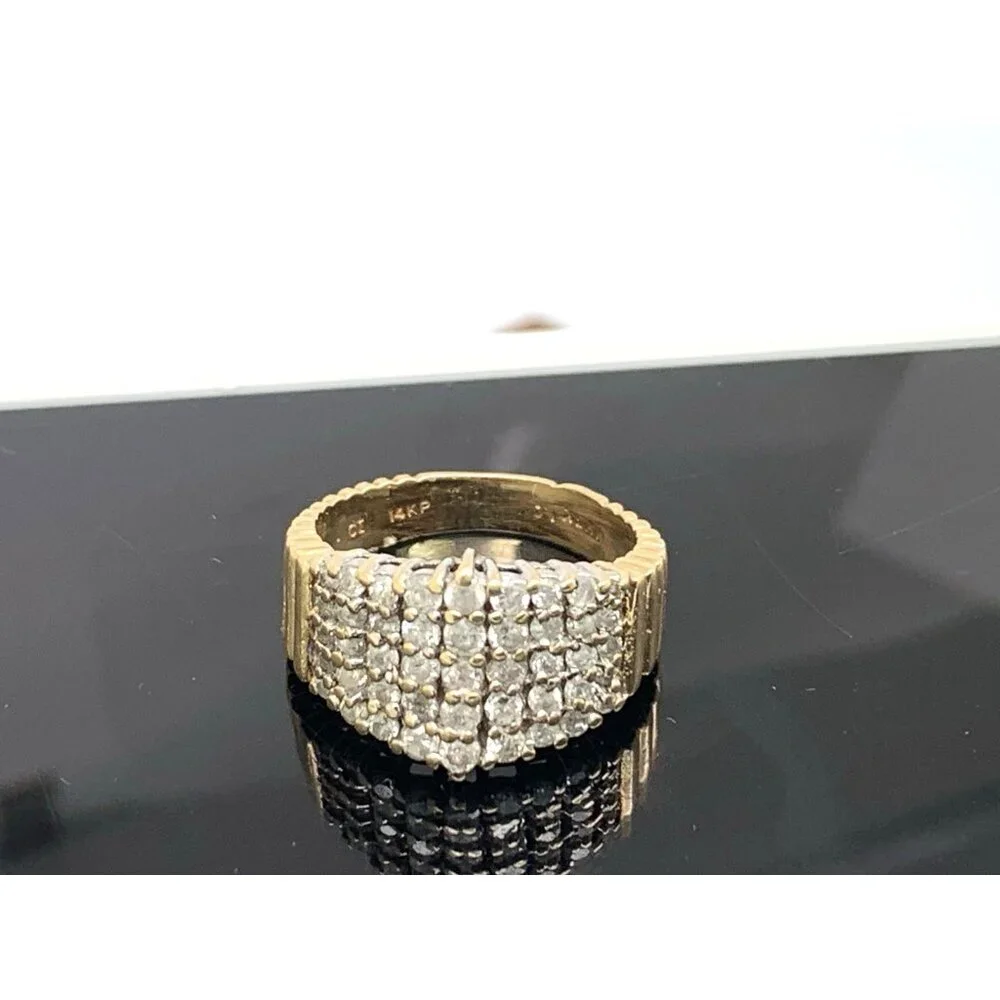 Cocktail Ring Diamond 14k Yellow Gold Cluster 0.75ctw Estate Women's Size 6.5